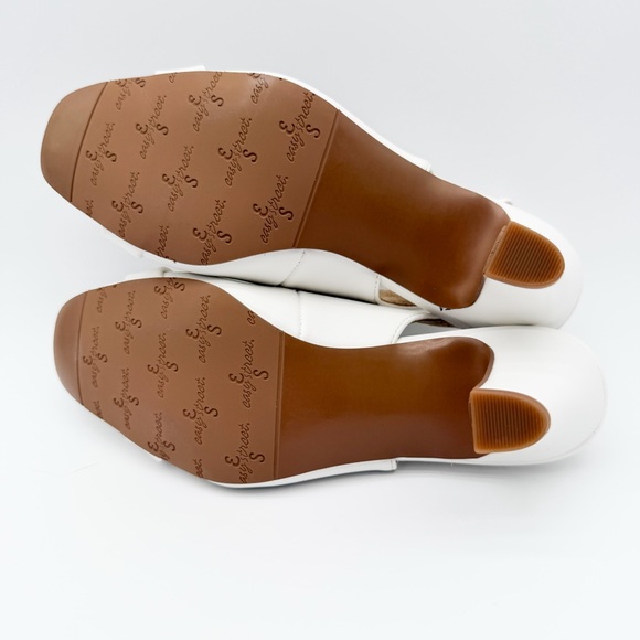 asy Street Sway Slingback Square Toe Buckle Dress Heel White 5 NEW - Picture 15 of 16